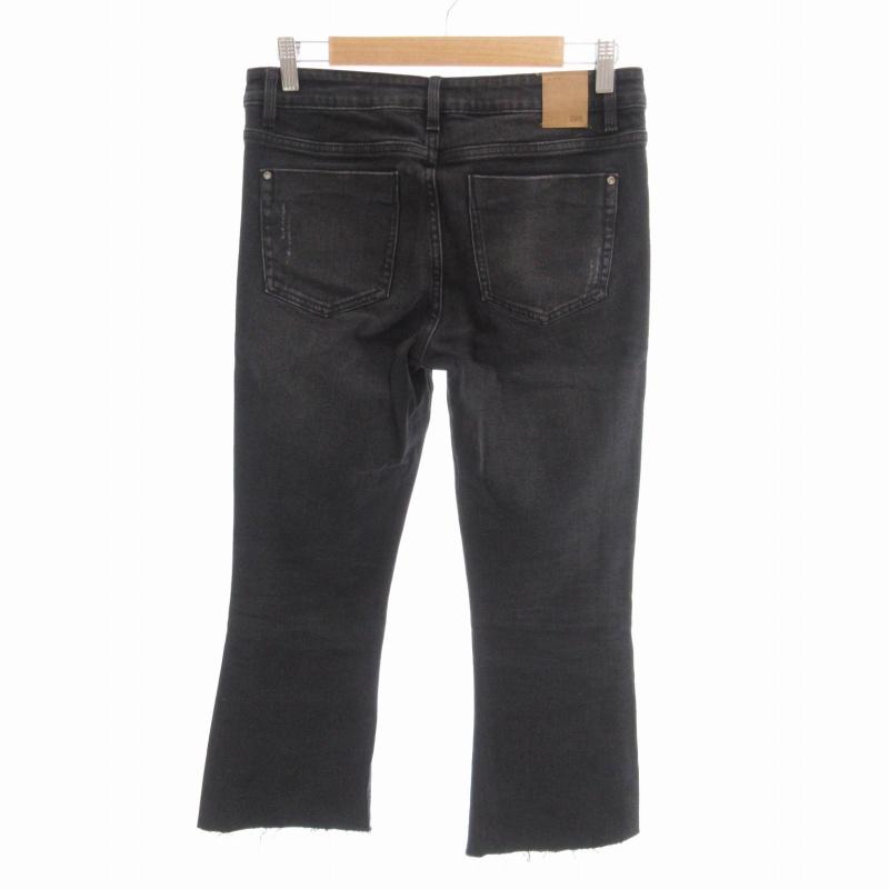 ZARA（ザラ） デニムパンツ ジーンズ ベルボトム ダメージ加工 カット 