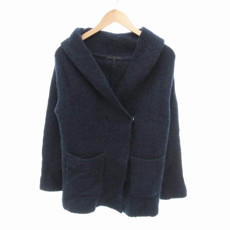 アナイ ANAYI ニット ジャケット ショールカラー ウール 38 紺 