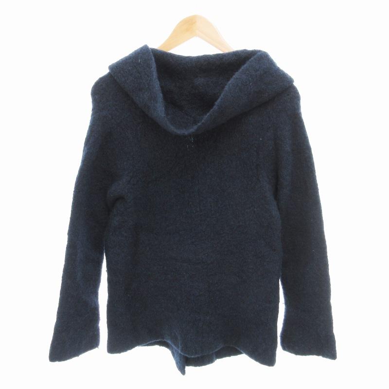 アナイ ANAYI ニット ジャケット ショールカラー ウール 38 紺 