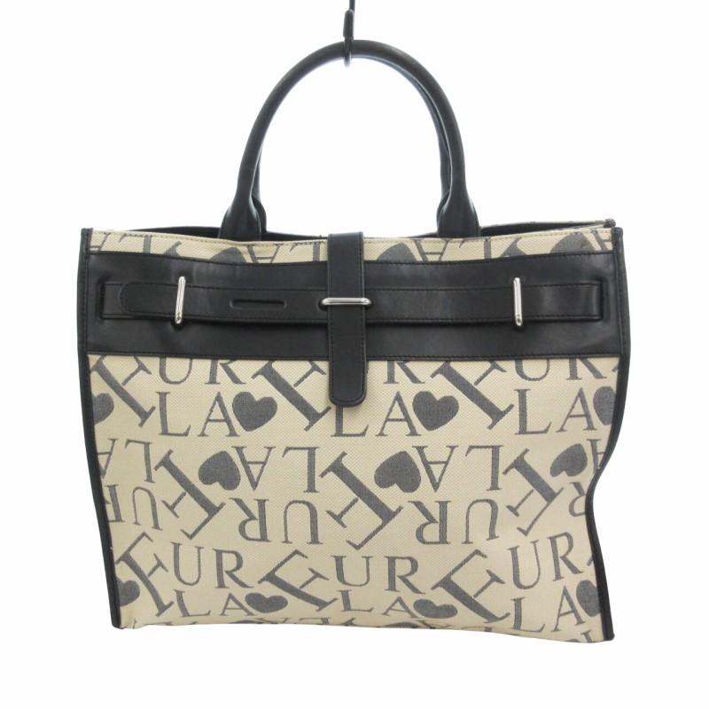 FURLA フルラ トートバッグ 総柄 キャンバス レザー ベージュ 黒