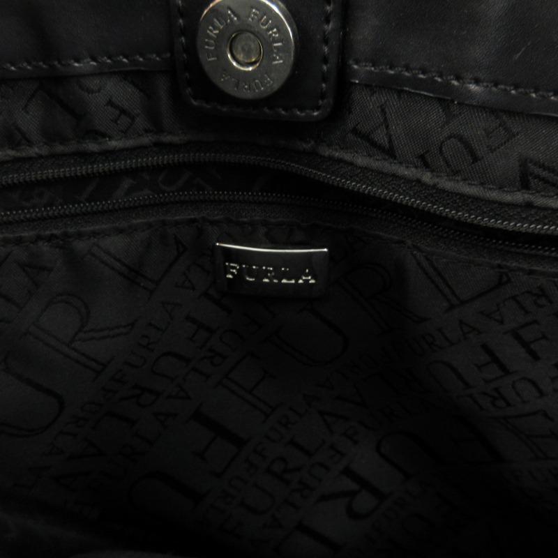 FURLA フルラ トートバッグ 総柄 キャンバス レザー ベージュ 黒 