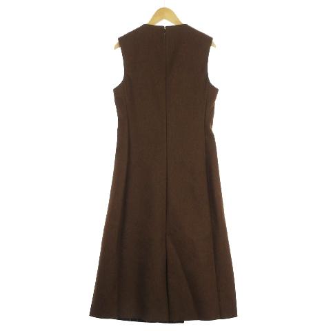 【中古】マルニ MARNI 15AW ワンピース ノースリーブ ロング Vネック スリットデザイン ウール混 茶 ブラウン 38 MARNI（マルニ） MARNI 15AW ワンピース ノースリーブ ロング Vネック