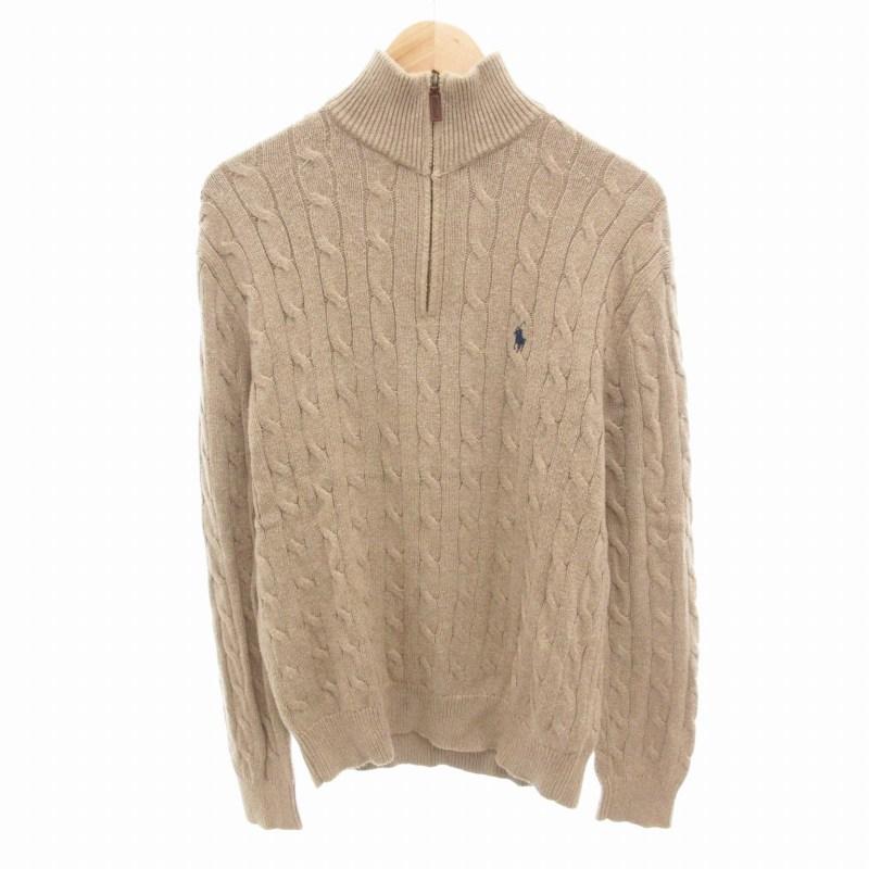 希少　ポロラルフローレン ハーフジップ ケーブルニット ベージュ 未使用タグ付♪ポロラルフローレン ケーブルニット ハーフジップ