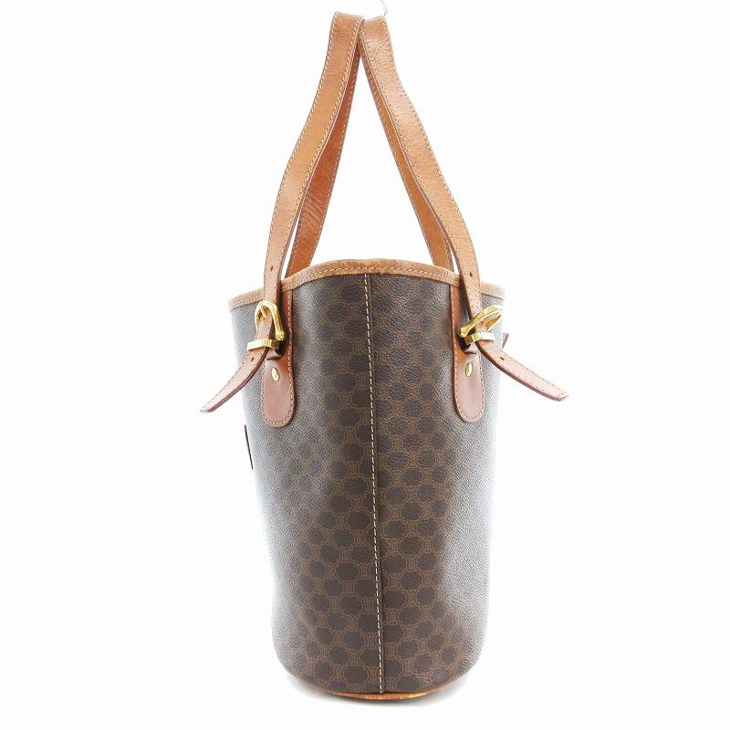R*様 CELINEトートバッグ マカダム柄 バケツ型 ダークブラウン CELINE セリーヌ トートバッグ マカダム柄 バケツ型 レザー 茶