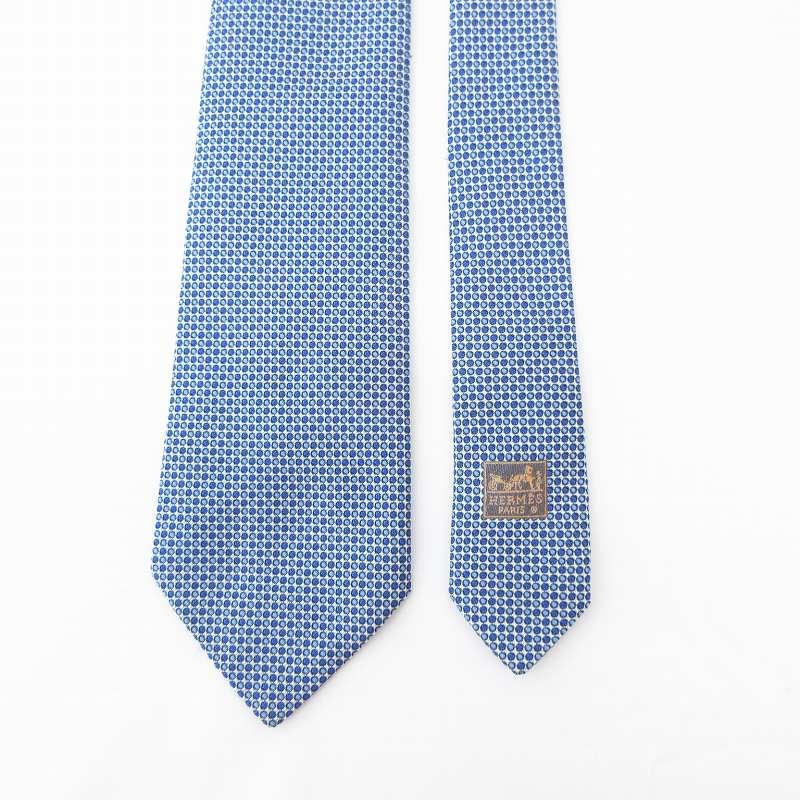 【新品未使用】HERMES 青 ドット柄 シルクネクタイ HERMES（エルメス） ネクタイ シルク ドット ブルー系 /UO メンズ