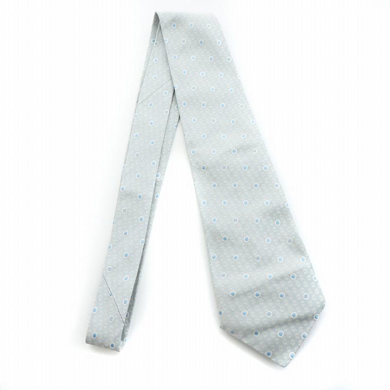 新品CHANELシャネル シルク ネクタイ ロゴマーク グレーシルバー