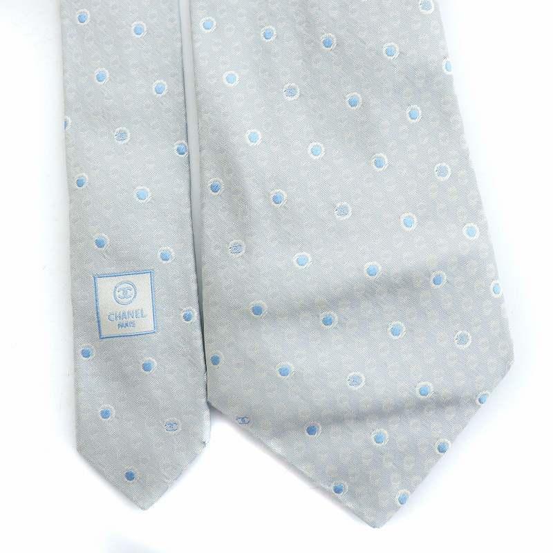 ✨未使用クラス✨CHANEL ココマーク　ドット　菱形　シルバー　ネクタイ ✨未使用クラス✨CHANEL ココマーク ドット 菱形 シルバー ネクタイ