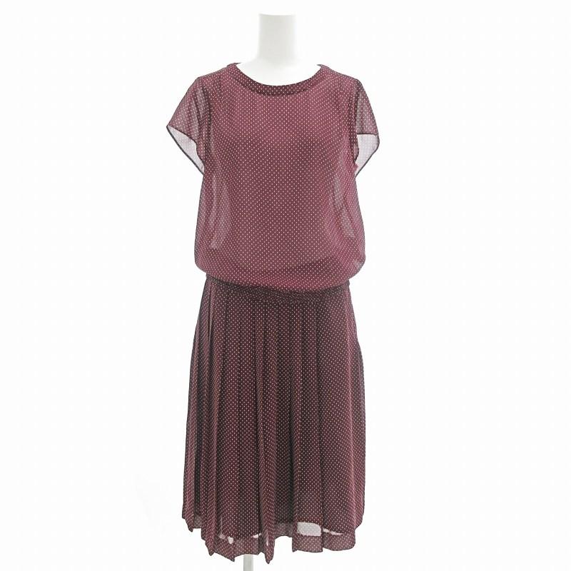 アマカ AMACA セットアップ 半袖ブラウス プリーツスカート ドット柄  