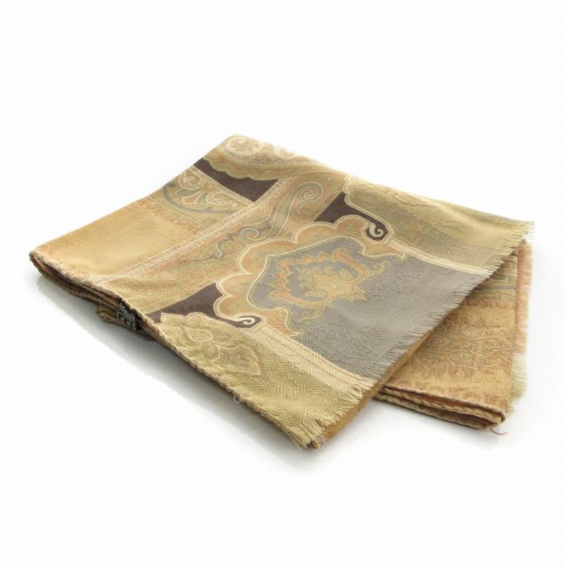 エトロ ETRO スカーフ ストール 総柄 茶色 ブラウン ベージュ /KJ 