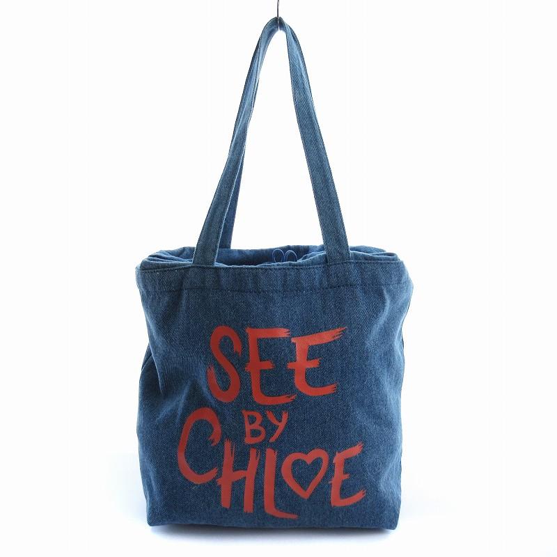 シーバイクロエ SEE BY CHLOE トートバッグ 巾着 ロゴ デニム 