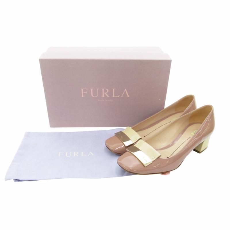 FURLA（フルラ） パンプス チャンキーヒール スクエアトゥ ロゴ 
