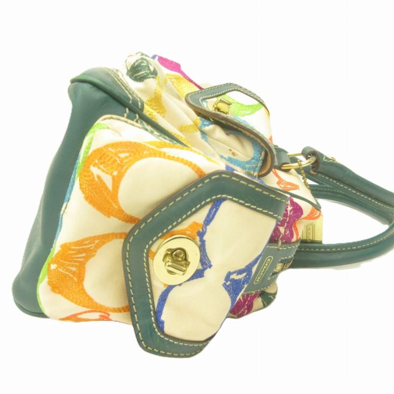 COACH（コーチ） ハンドバッグ 手持ち キャンバス ゴールド金具 緑