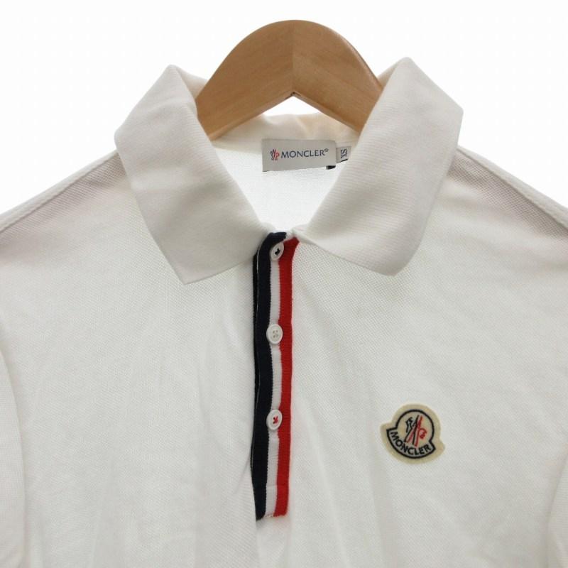 【美品】モンクレール ポロシャツ ロゴ ワッペン ホワイト サイズM MONCLER モンクレール ポロシャツ カットソー ロゴワッペン 半袖