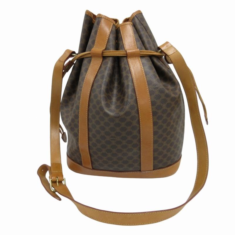 CELINE セリーヌ ヴィンテージ ショルダーバッグ 巾着 レザー マカダム 