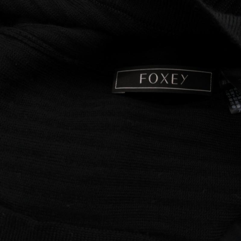 ￼[未使用]フォクシー　アンサンブル　ハイネック　黒　38 カーディガン 未使用級✨袖ロゴフォクシーニューヨークカーディガングログラン