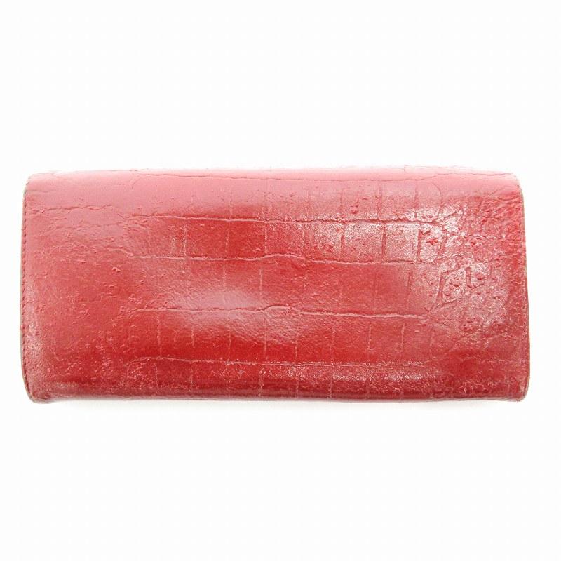 miu miu（ミュウミュウ） 長財布 フラップ 小銭入れ クロコダイル型 