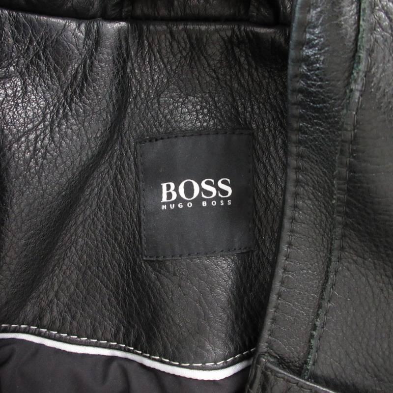 ヒューゴボス HUGO BOSS カーフスキン ライダースジャケット 革ジャン 