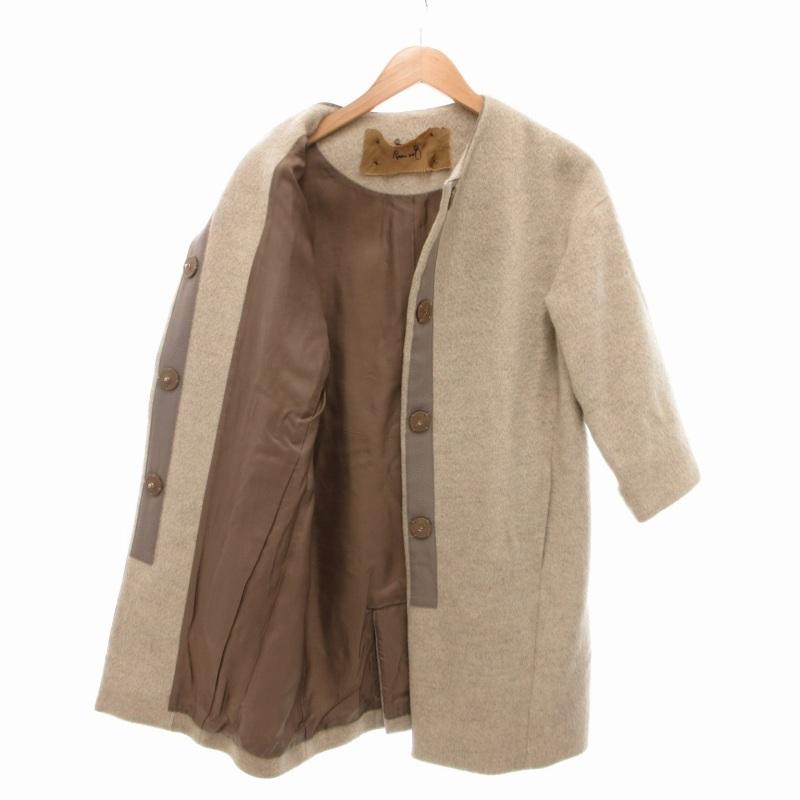 ルームエイト Room no.8 美品 ノーカラーコート モヘア混 ミドル丈 1 