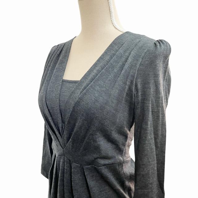 アナイ ANAYI 美品 ワンピース ロング 長袖 ウール グレー 36 約S
