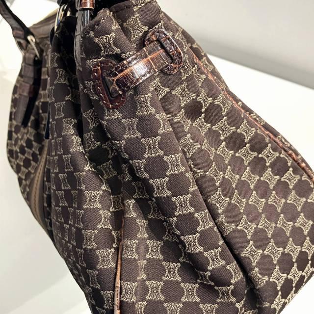 CELINE セリーヌ ハンドバッグ 手持ち キャンバス レザー マカダム柄 
