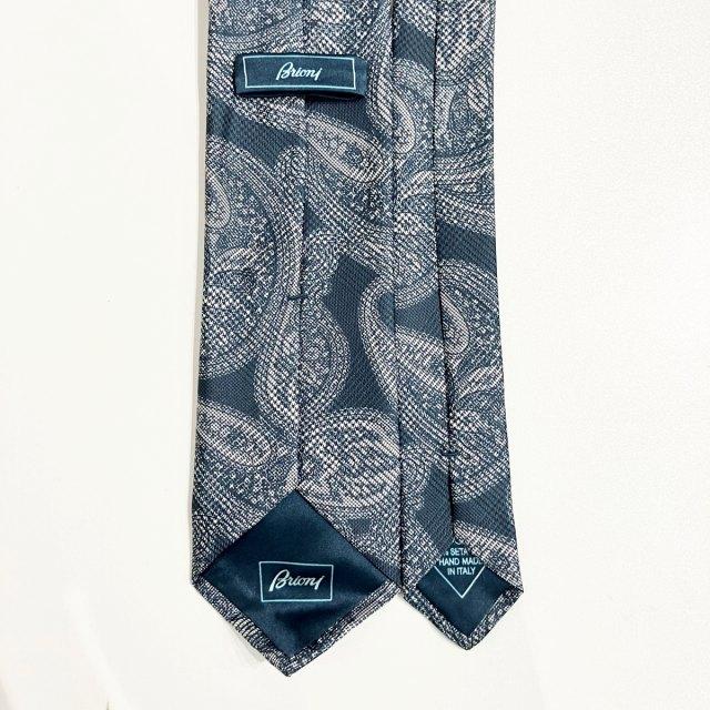 極美品】最高峰 Brioni ブリオーニ ネクタイ レジメンタル 紺 光沢