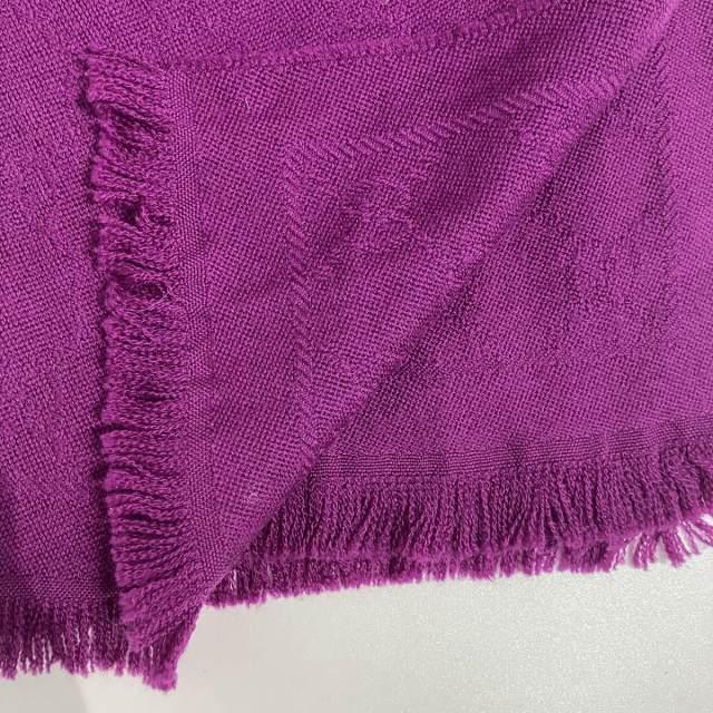 GUCCI（グッチ） マフラー ストール ウール GG柄 フリンジ 紫 パープル