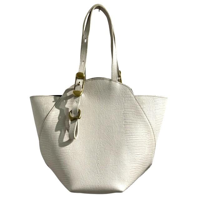 美品/保存袋/A4可　トフアンドロードストーン レザー ショルダー トートバッグ トフアンドロードストーン アイボリー レザートートバッグ