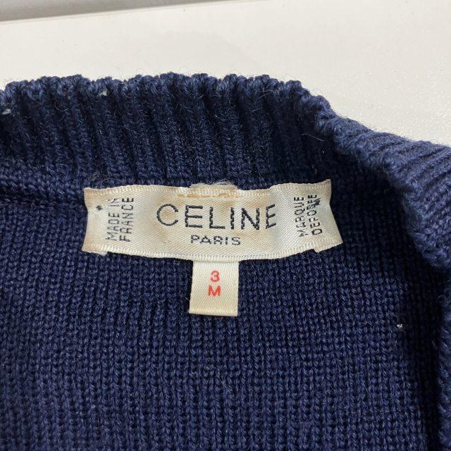 CELINE セリーヌ 金ボタン カーディガン イタリア製 チェーン 90s CELINE ヘリテージカシミアのチェーン付きカーディガン (CELINE