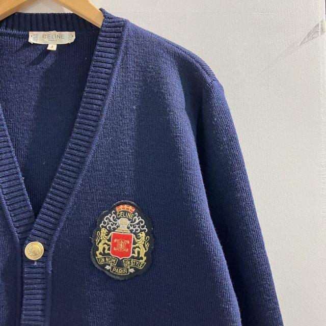 セリーヌ CELINE カーディガン フィービー期 ニット コットン シルク ハイゲージ トップス レディース M ネイビー 中古・古着通販】CELINE (セリーヌ) ウールニットカーディガン