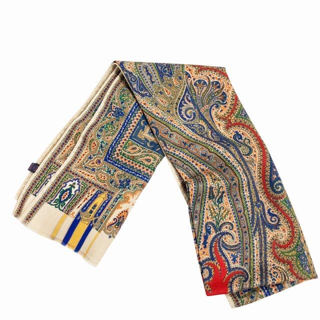 エトロ ETRO スカーフ ストール 薄手 ペイズリー柄 総柄 フリンジ ロゴ  