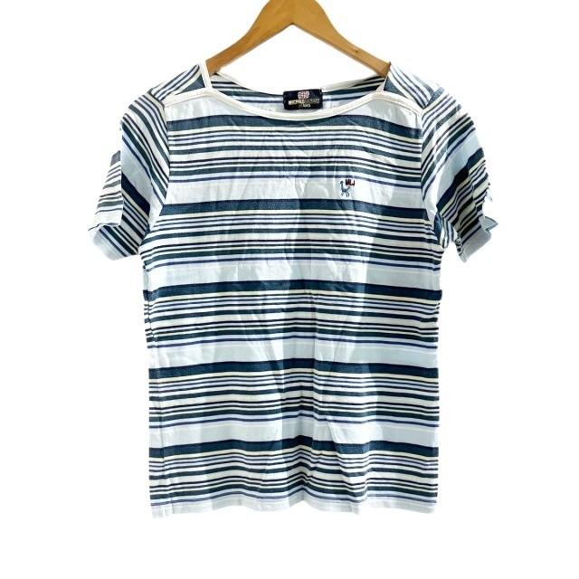 ミチコロンドン 半袖 Tシャツ カットソー ボーダー 青 ブルー系 M 