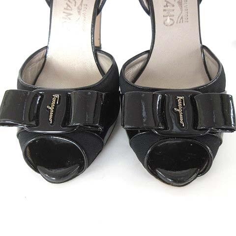 新品フェラガモ6 黒のリボンサンダル23.5cm