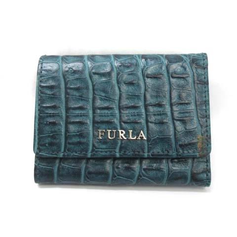 FURLA（フルラ） 三つ折り 財布 ウォレット レザー クロコ型押し