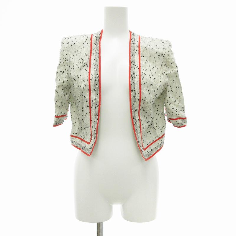 ジバンシィ GIVENCHY ノーカラージャケット リネン 総柄 ライン 8 XS 