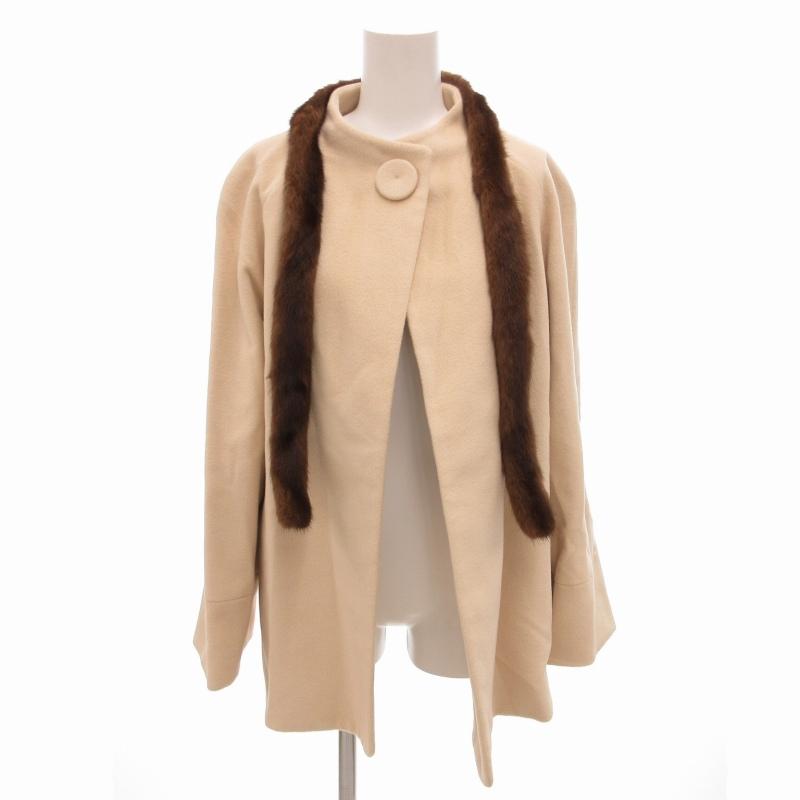 クロエ CHLOE ノーカラーコート アンゴラ ショート丈 ミンクティペット 