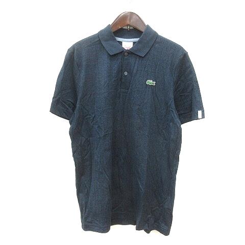ラコステ ライブ Lacoste L!VE ポロシャツ チェック 半袖 XS 紺 