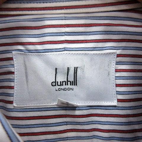 dunhill（ダンヒル） シャツ 長袖 ストライプ 38-80 M 白 ホワイト 青