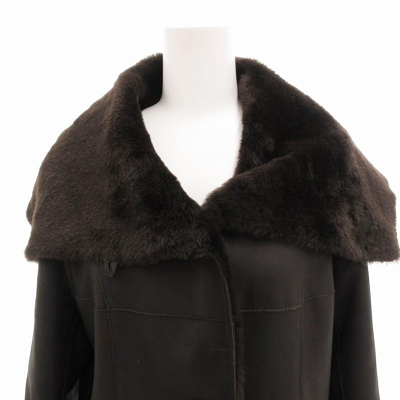 モンカーダ MONCADA ムートンコート レザー 羊革 ロング M 茶 ブラウン