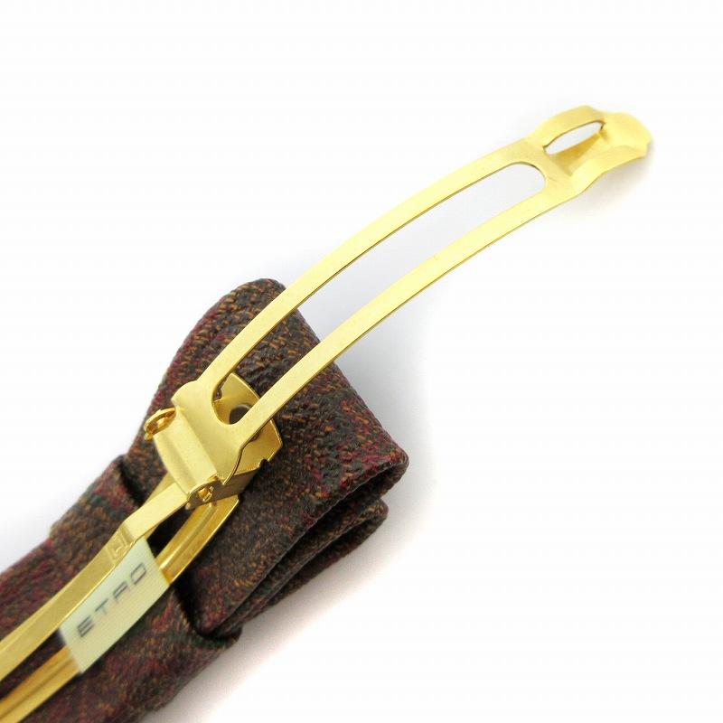 ETRO エトロ ヘアアクセサリー リボンバレッタ ペイズリー柄 茶