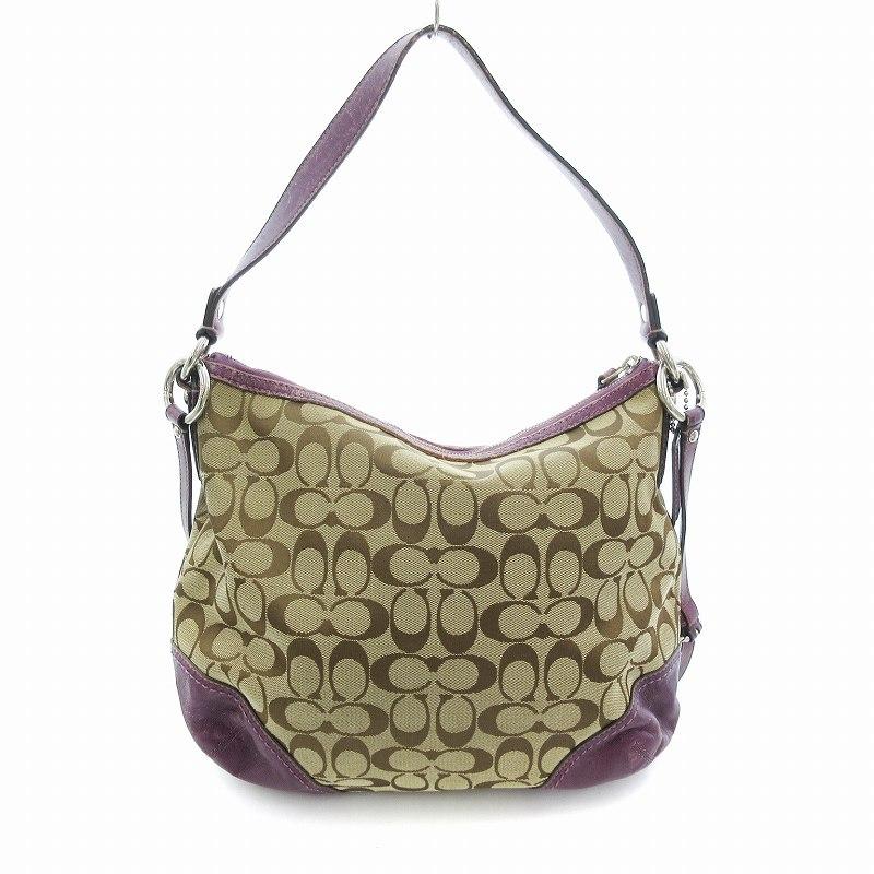【美品】COACH ボディバッグ ベージュ 黒 青 ロゴ刺 繍 1232 cah97_jichr_a0