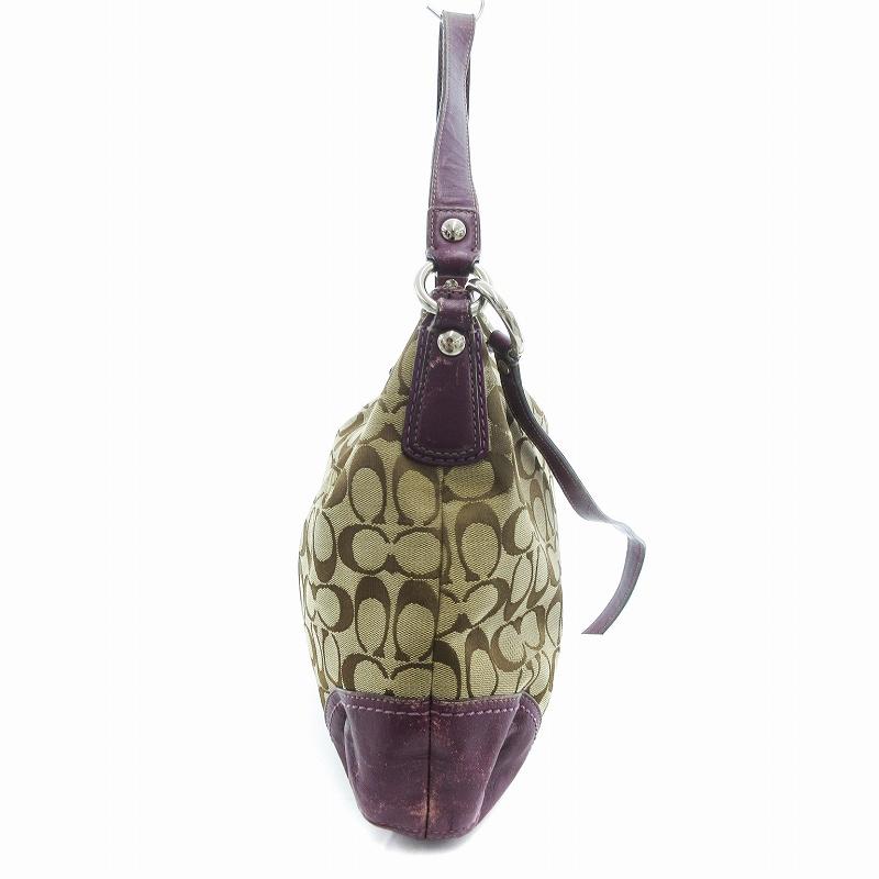 COACH ボディバッグ ブラウン/グリーン/パープル/シグネチャー COACH（コーチ） ショルダーバッグ シグネチャー 筆記体ロゴ ベージュ