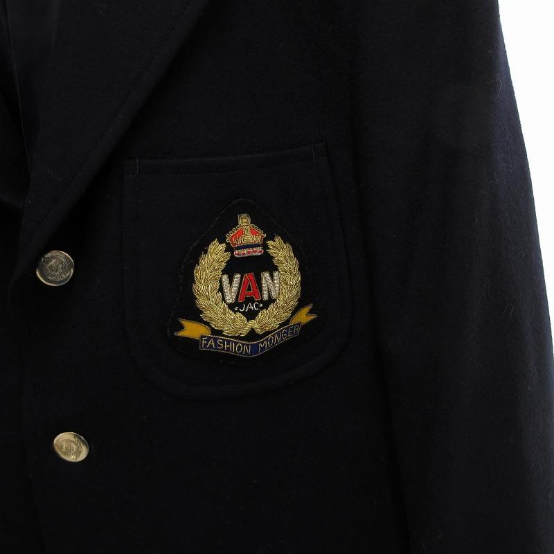 VAN ワッペン付 紺ブレ AB8 2XL相当 金ボタン ネイビー 背抜 美