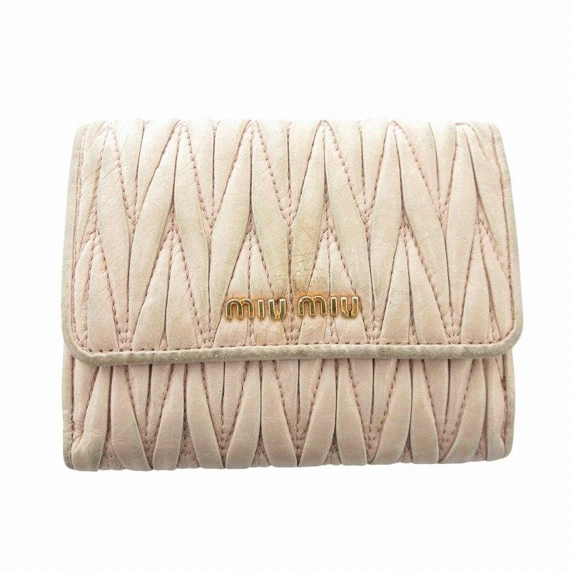 miu miu（ミュウミュウ） マテラッセ 二つ折り財布 ウォレット レザー