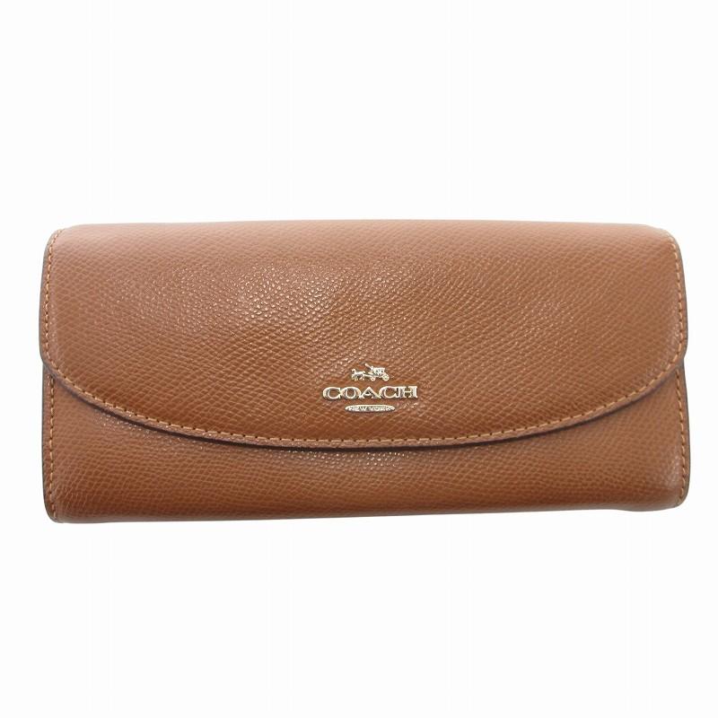 COACH（コーチ） 長財布 ウォレット レザー ロゴ ポーチ付き 茶 