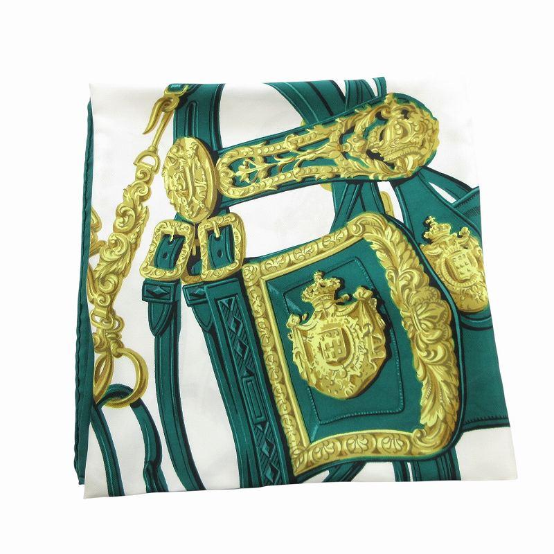HERMES エルメス カレ90 BRIDES de GALA スカーフ 絹 シルク 総柄 緑