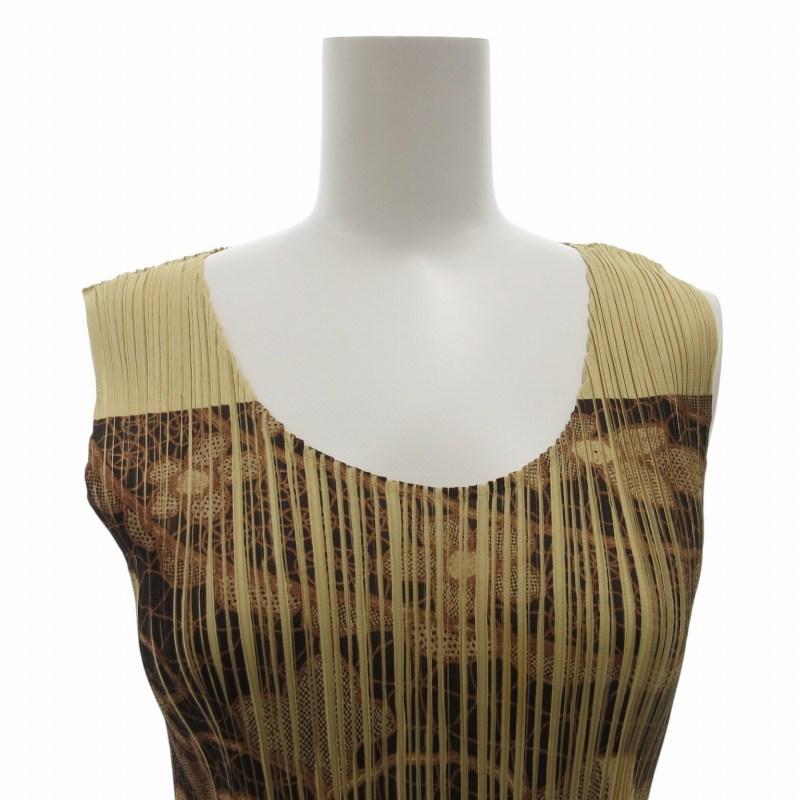 極美品☆プリーツプリーズ イッセイミヤケ ブラウス ノースリーブ 花柄 3