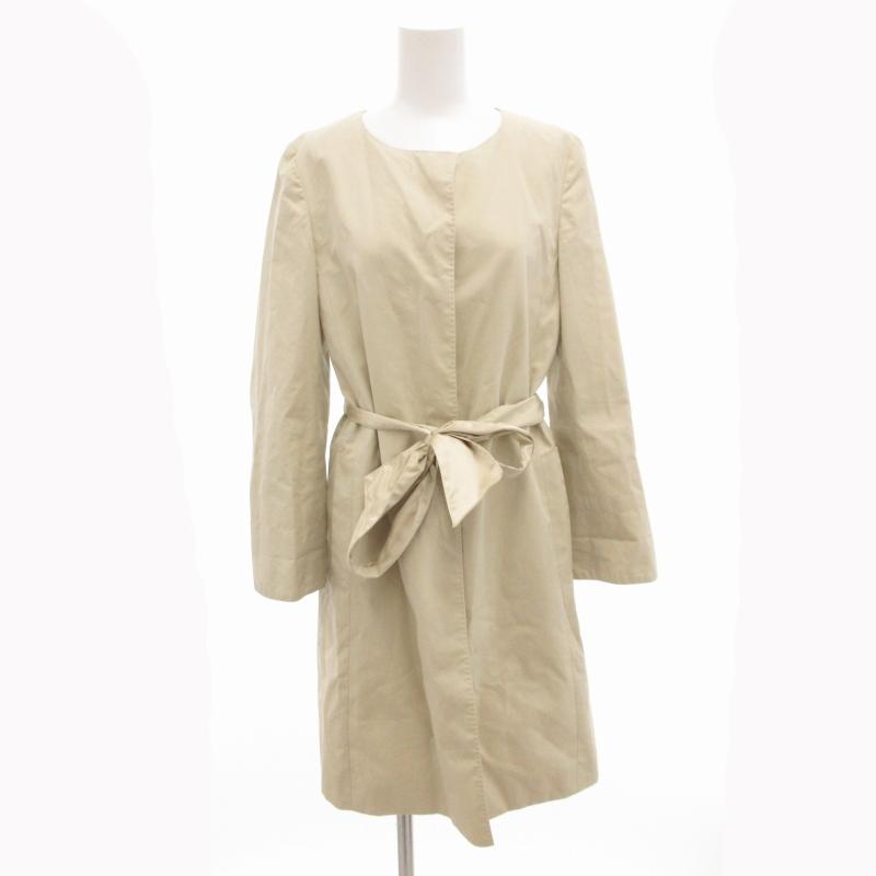 UNITED ARROWS ベージュ ロングコート　38 ステンカラー チェックコート