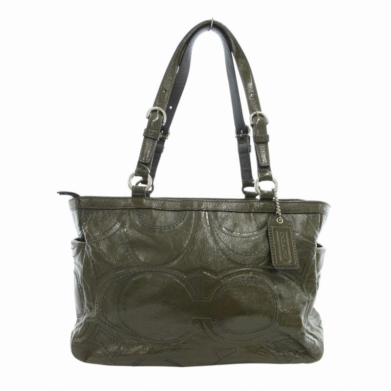 COACH コーチ シグネチャー トートバッグ ハンドバッグ パテントレザー  