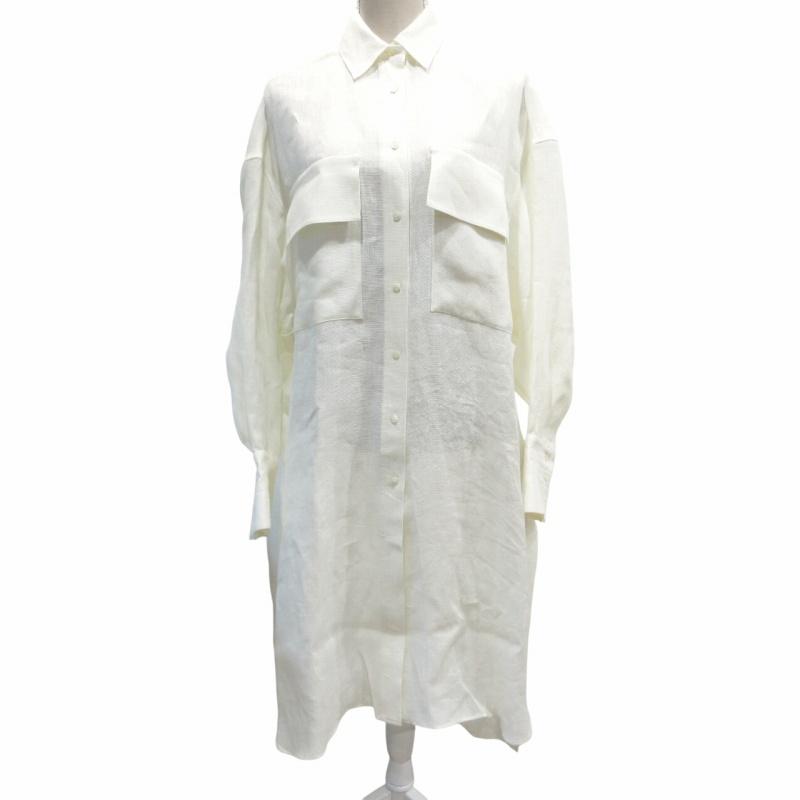 【中古】未使用品 カオス CHAOS タグ付 CSゼガロリネンシャツワンピース ロング オーバーサイズ 刺繍 ワンポイント F 未使用品 カオス CHAOS タグ付 CSゼガロリネンシャツワンピース ロング