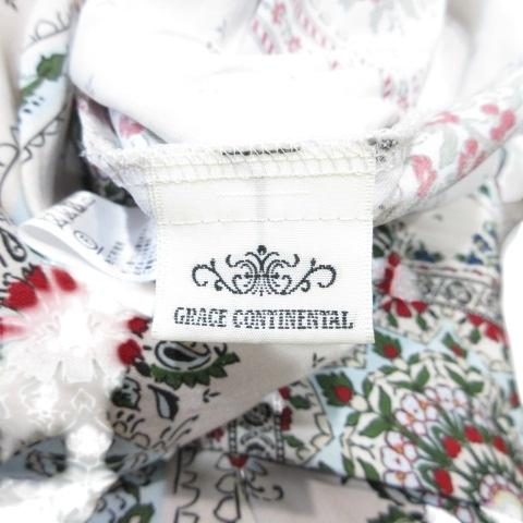 美品✨グレースコンチネンタル サテンプリント ワンピース フラワー リボン リボン付ロゴフラワープリントワンピース / GRACE CONTINENTAL